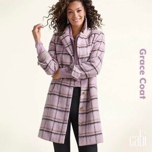 CAbi Plaid Coat in Soft Pink and Black